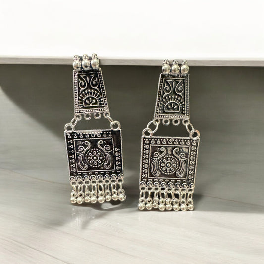 Tribal Mosaic Silver Earrings