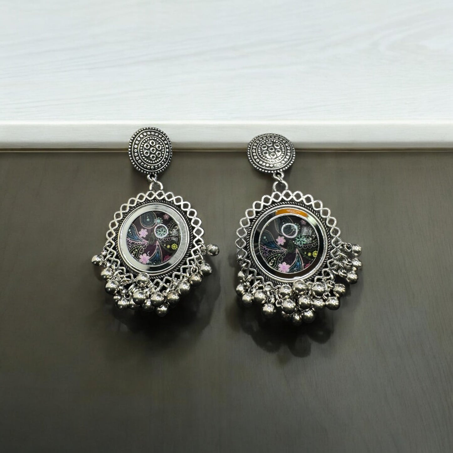 Kaleidoscope Silver Charm Earrings