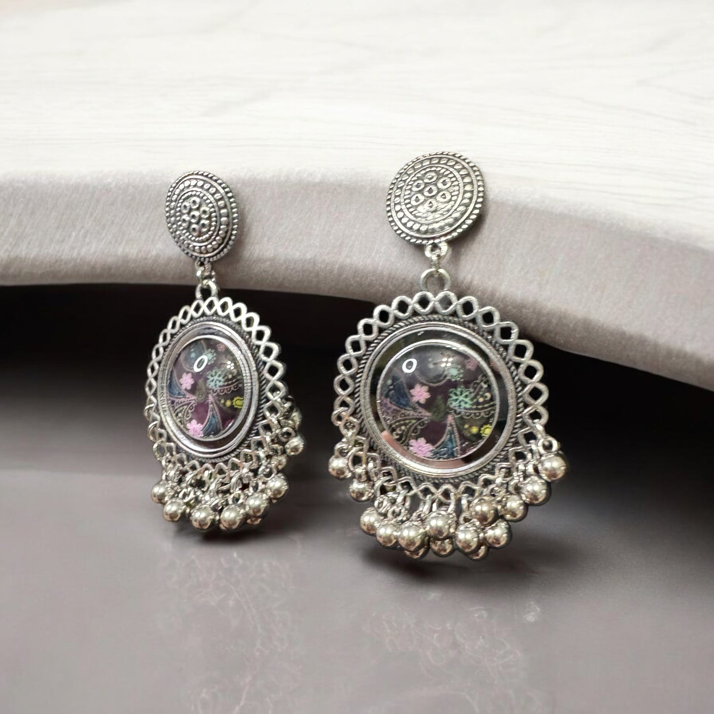Kaleidoscope Silver Charm Earrings