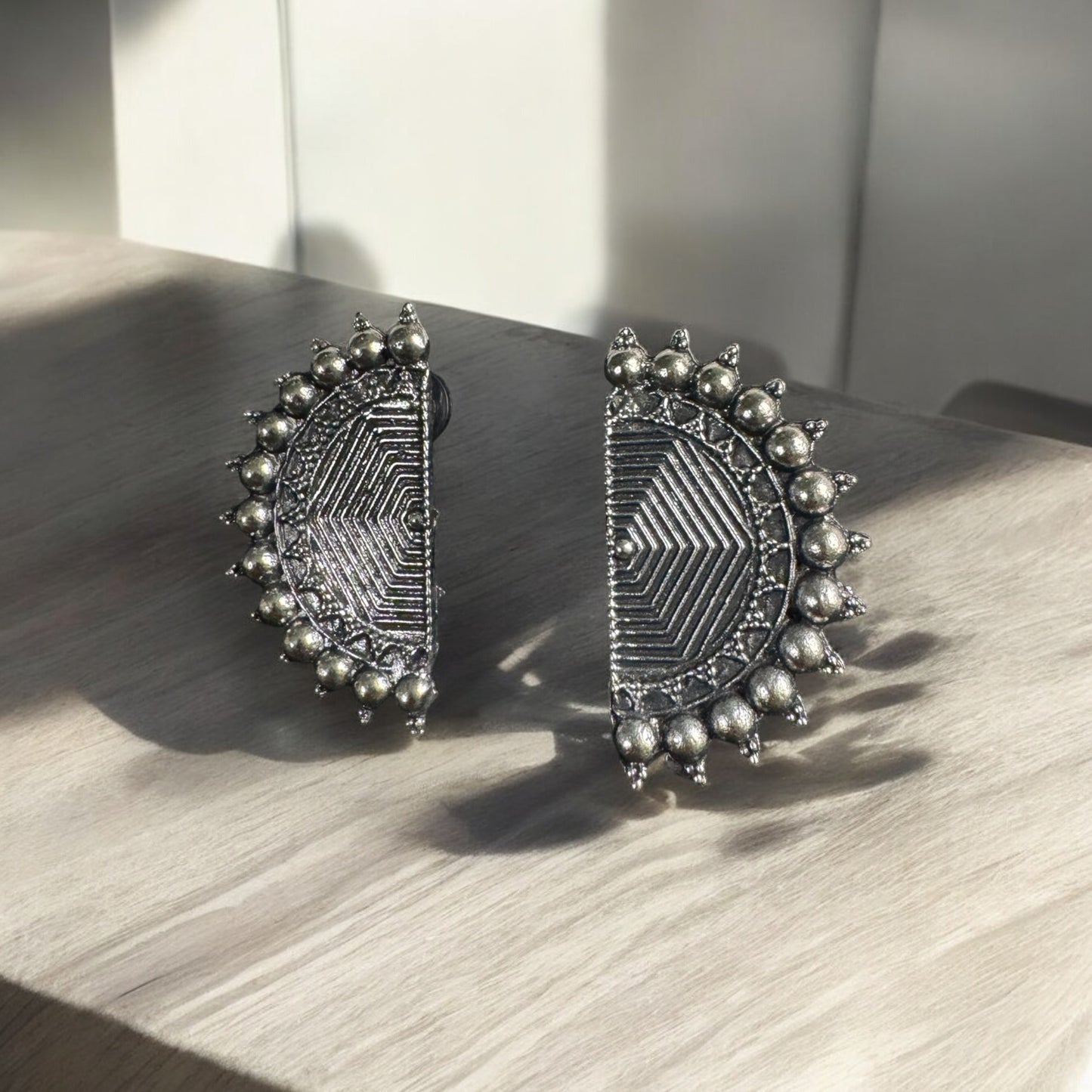 Radiant Geometric Half-Moon Earrings