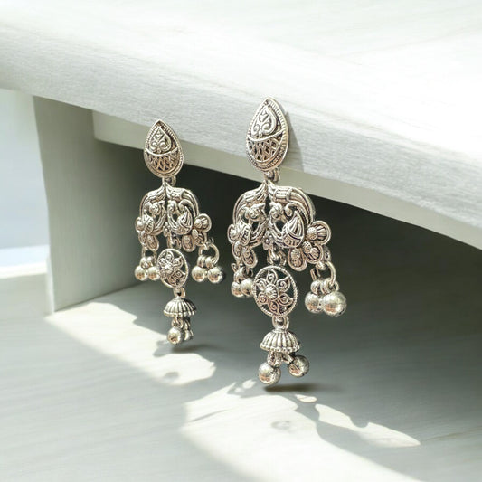 Floral Heritage Silver Chandbalis