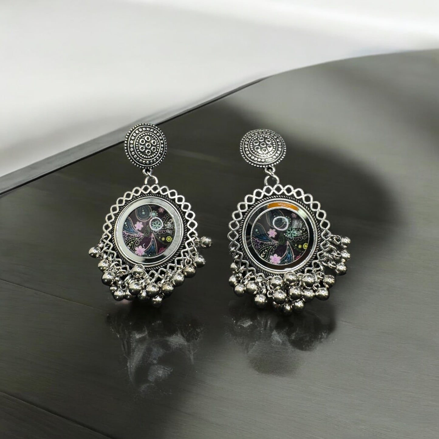 Kaleidoscope Silver Charm Earrings