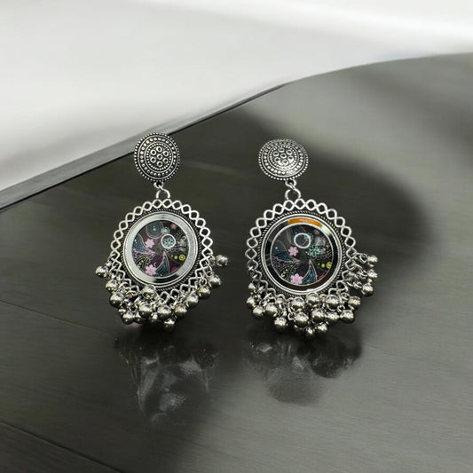 Kaleidoscope Silver Charm Earrings