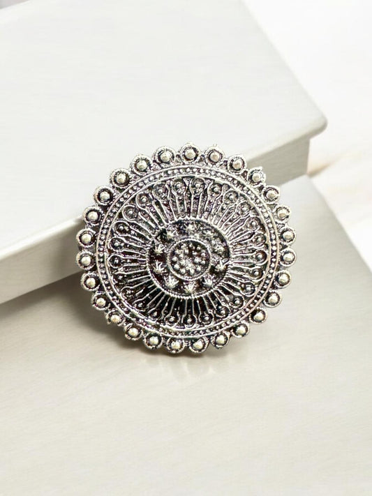 Radiant Sunburst Mandala Ring