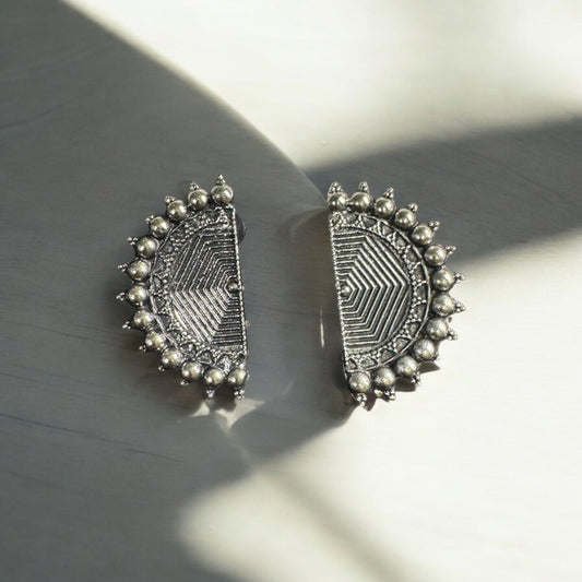Radiant Geometric Half-Moon Earrings