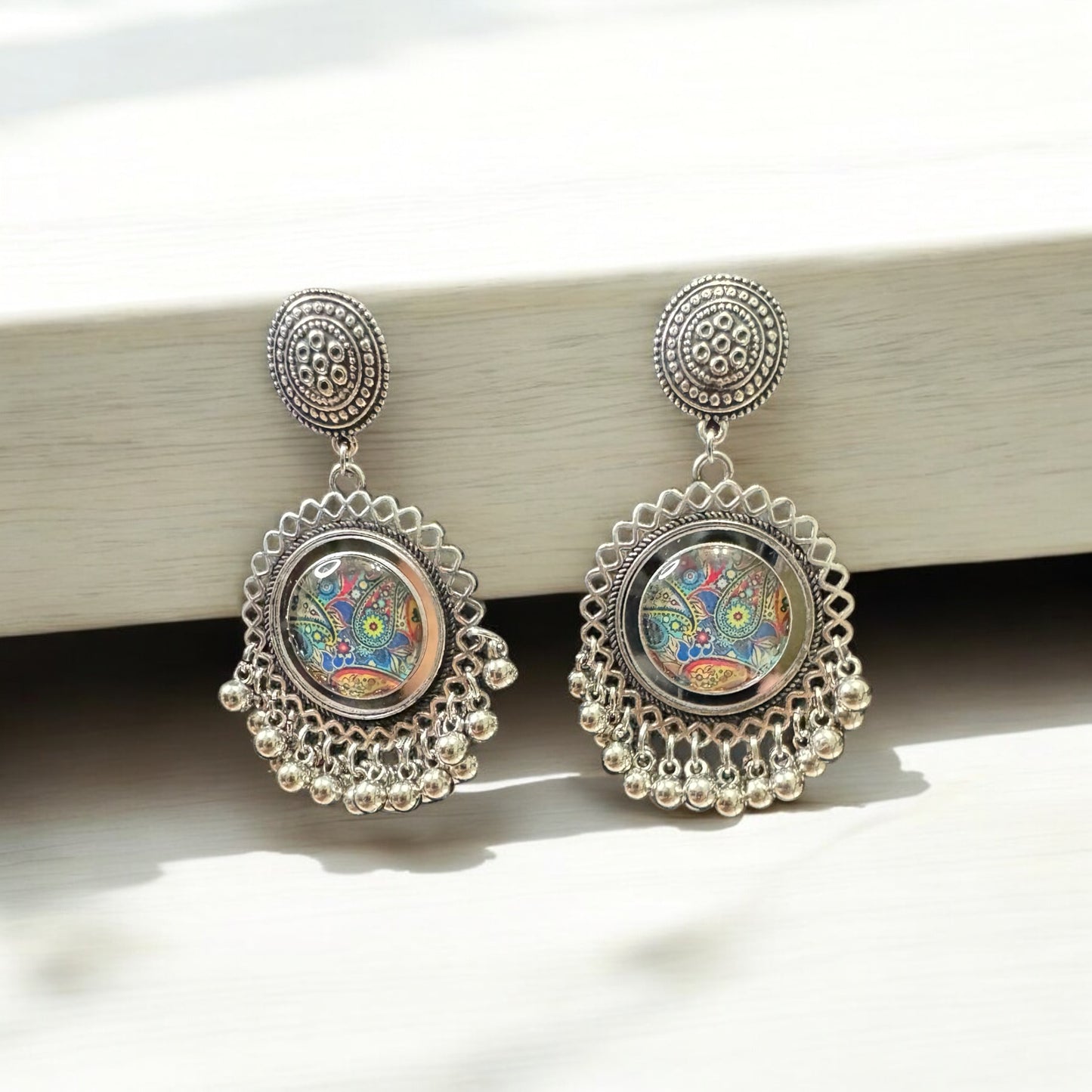 Kaleidoscope Silver Charm Earrings