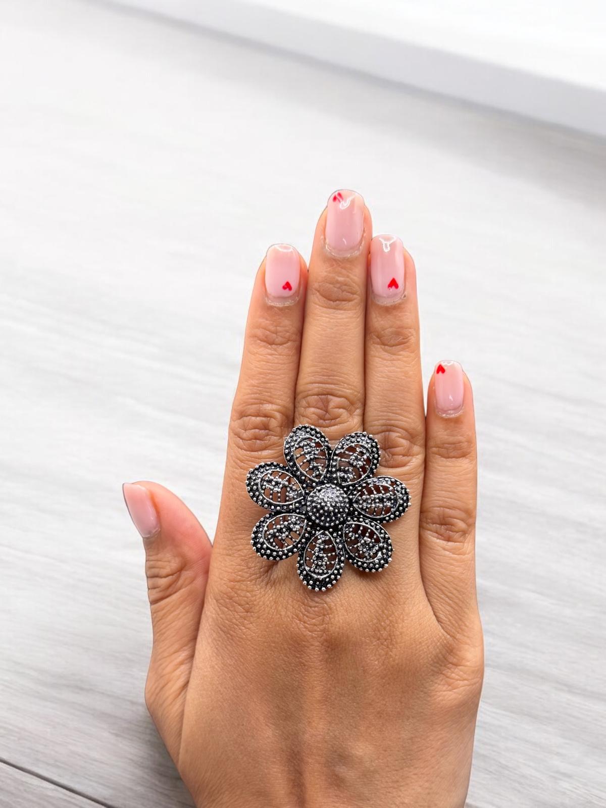 Twilight Petals Statement Ring