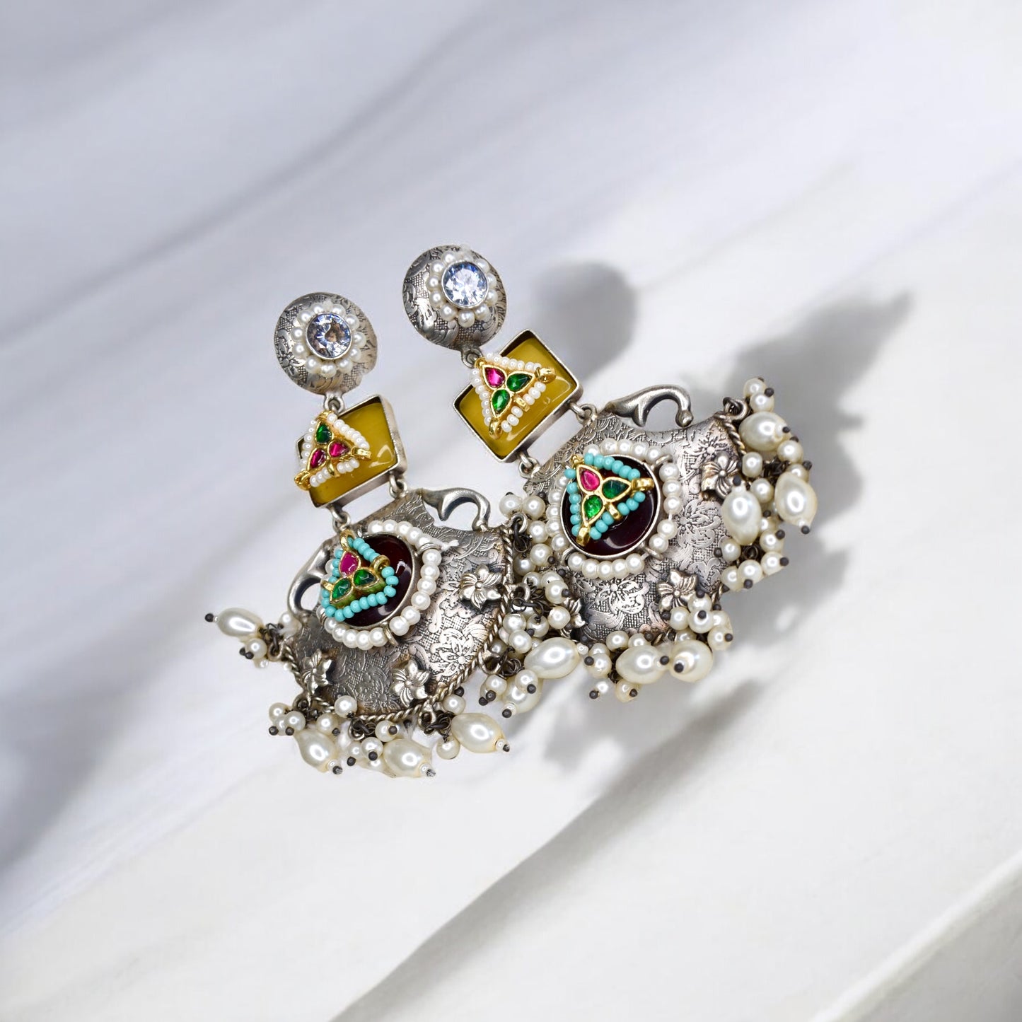 Ethereal Pearl Crescent Earrings