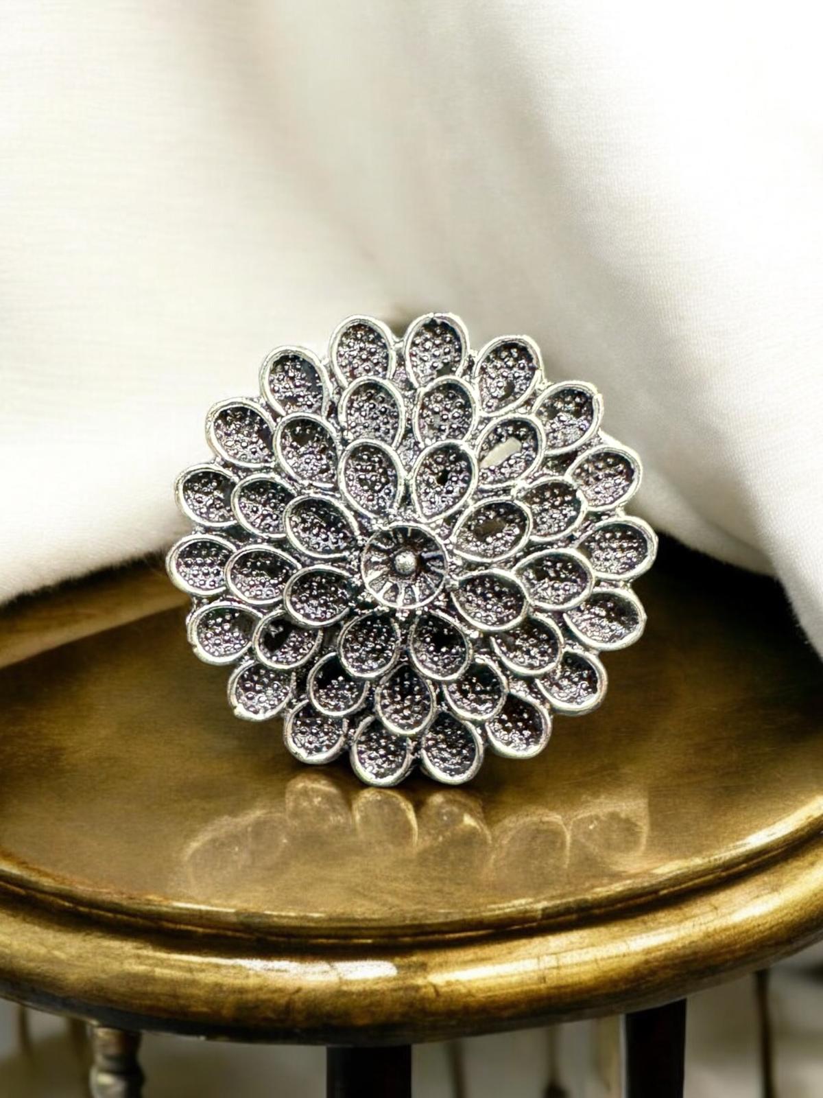 Midnight Bloom Statement Ring