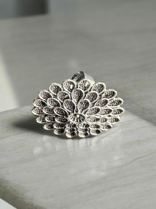 Midnight Bloom Statement Ring