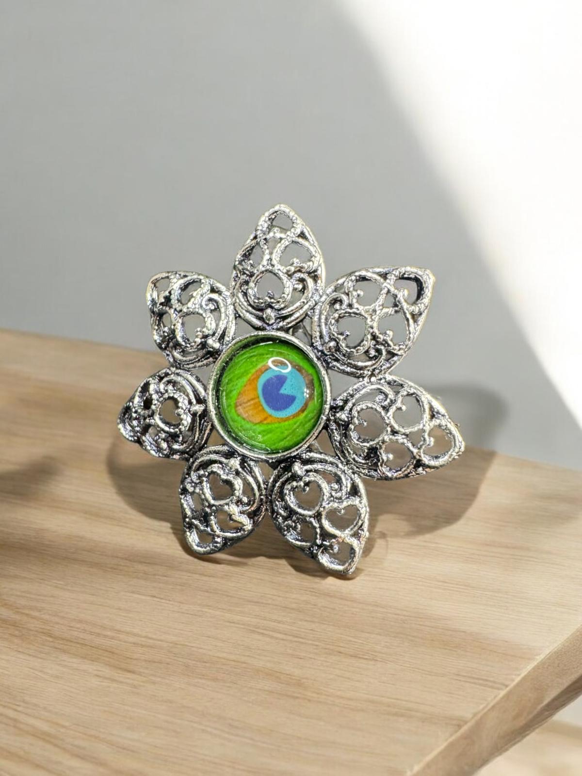 Peacock’s Pride Filigree Ring