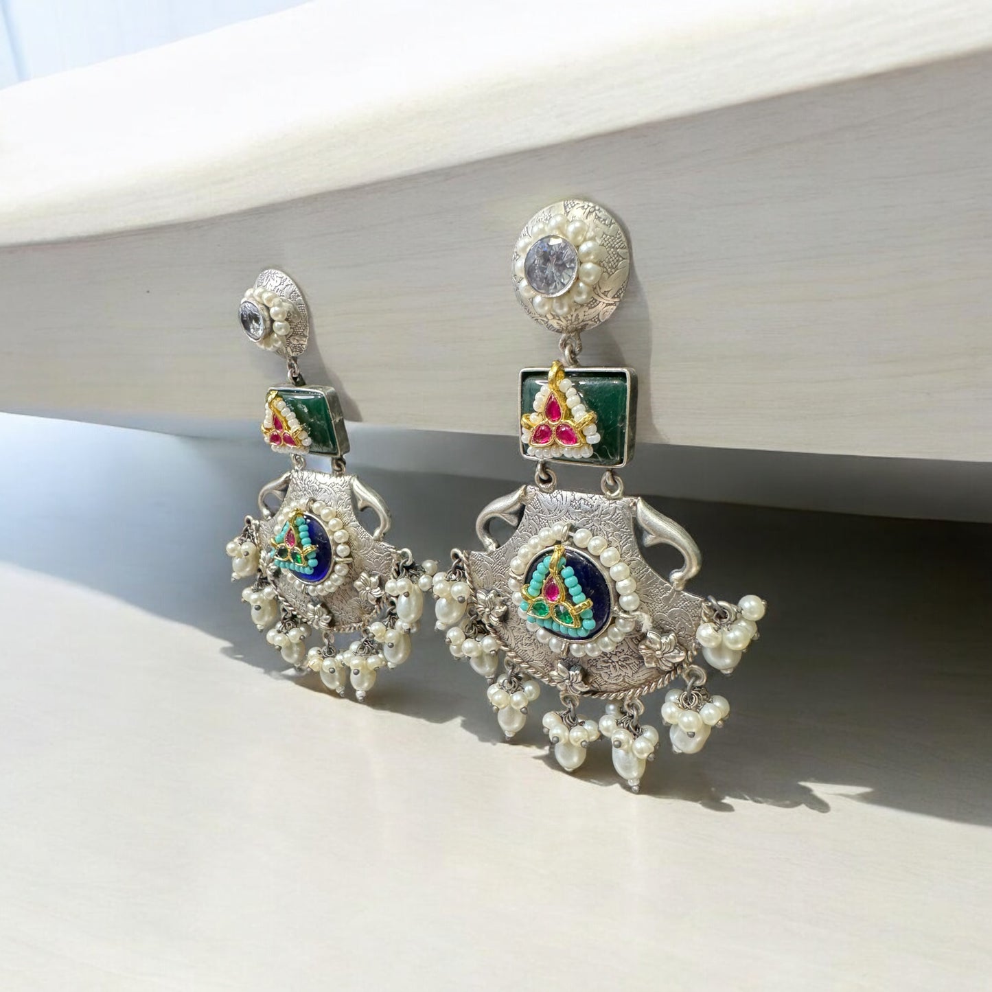 Ethereal Pearl Crescent Earrings