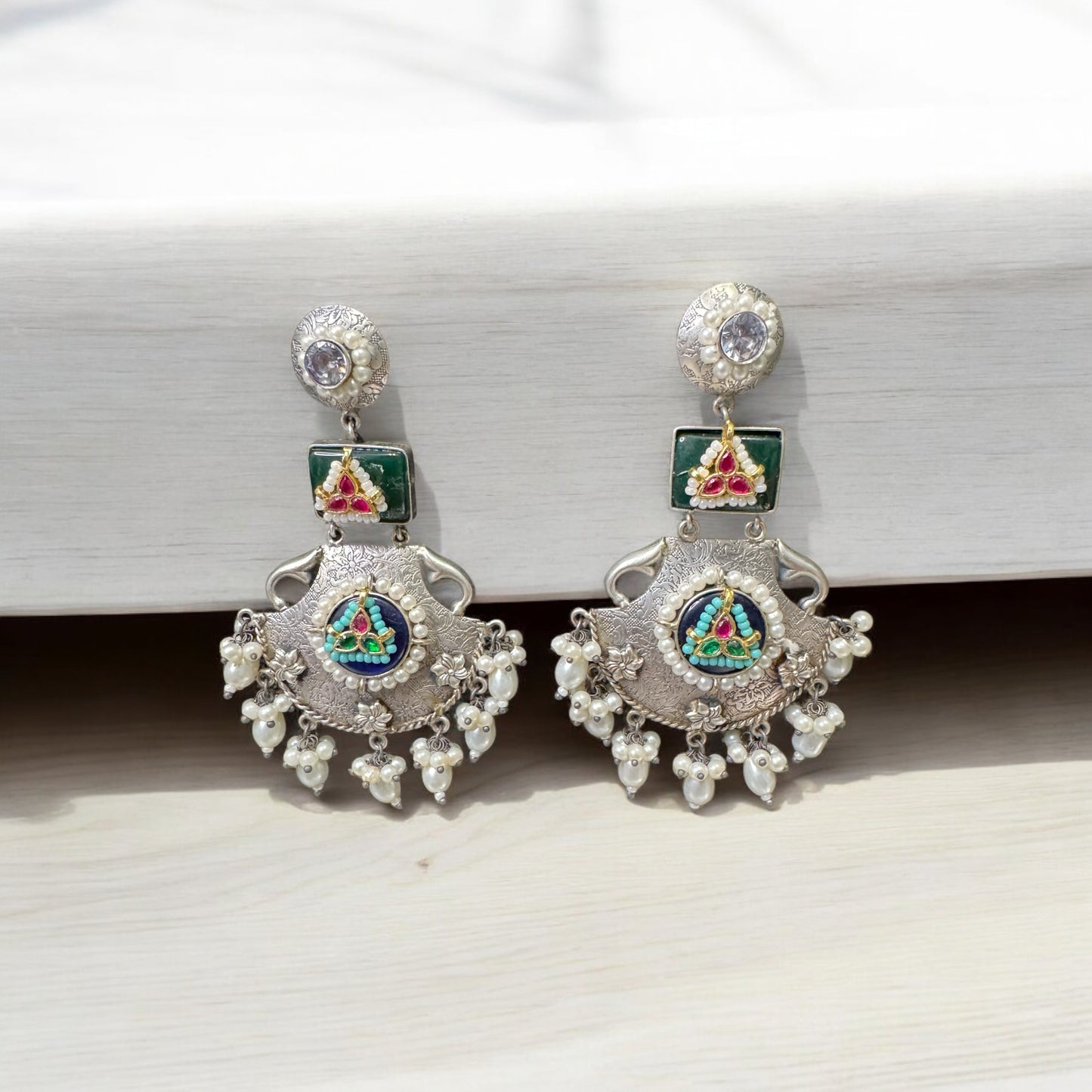 Ethereal Pearl Crescent Earrings
