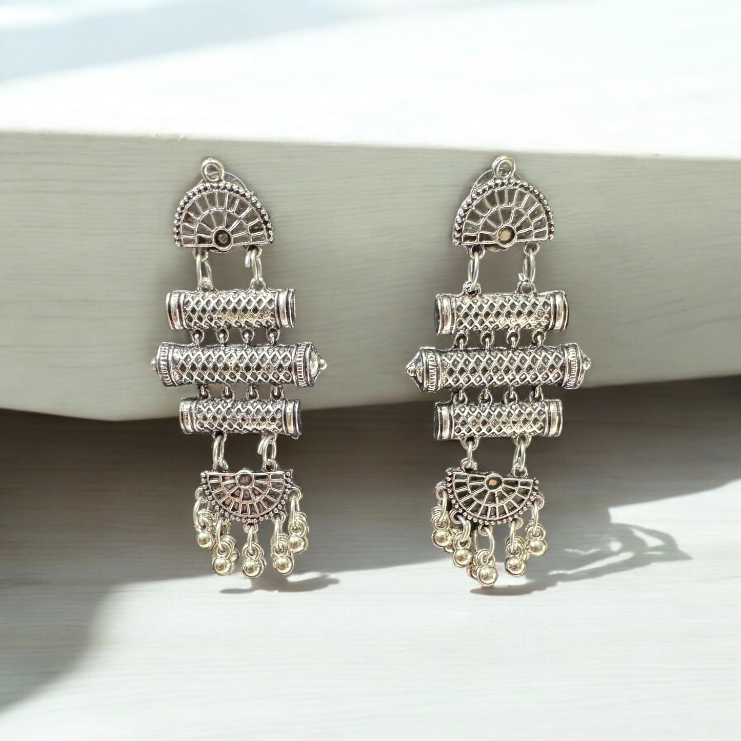 Vintage Scroll Silver Earrings