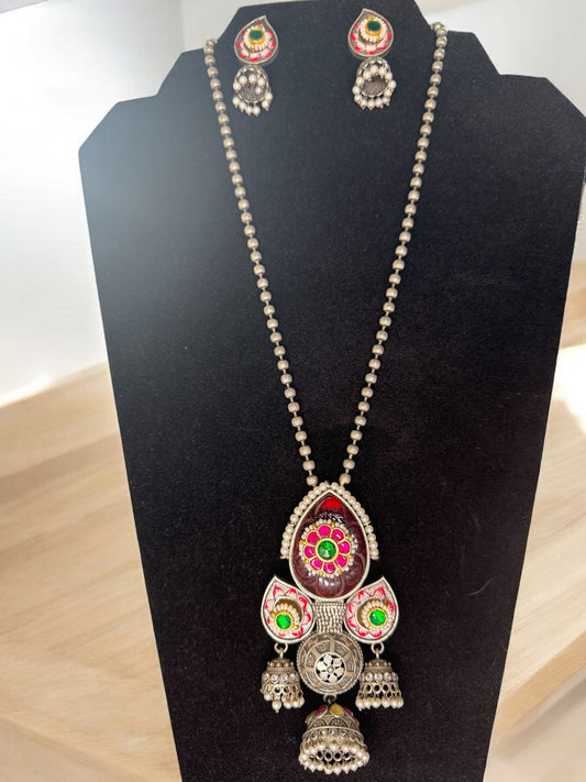 Vibrant Enamel Lotus Pendant Set