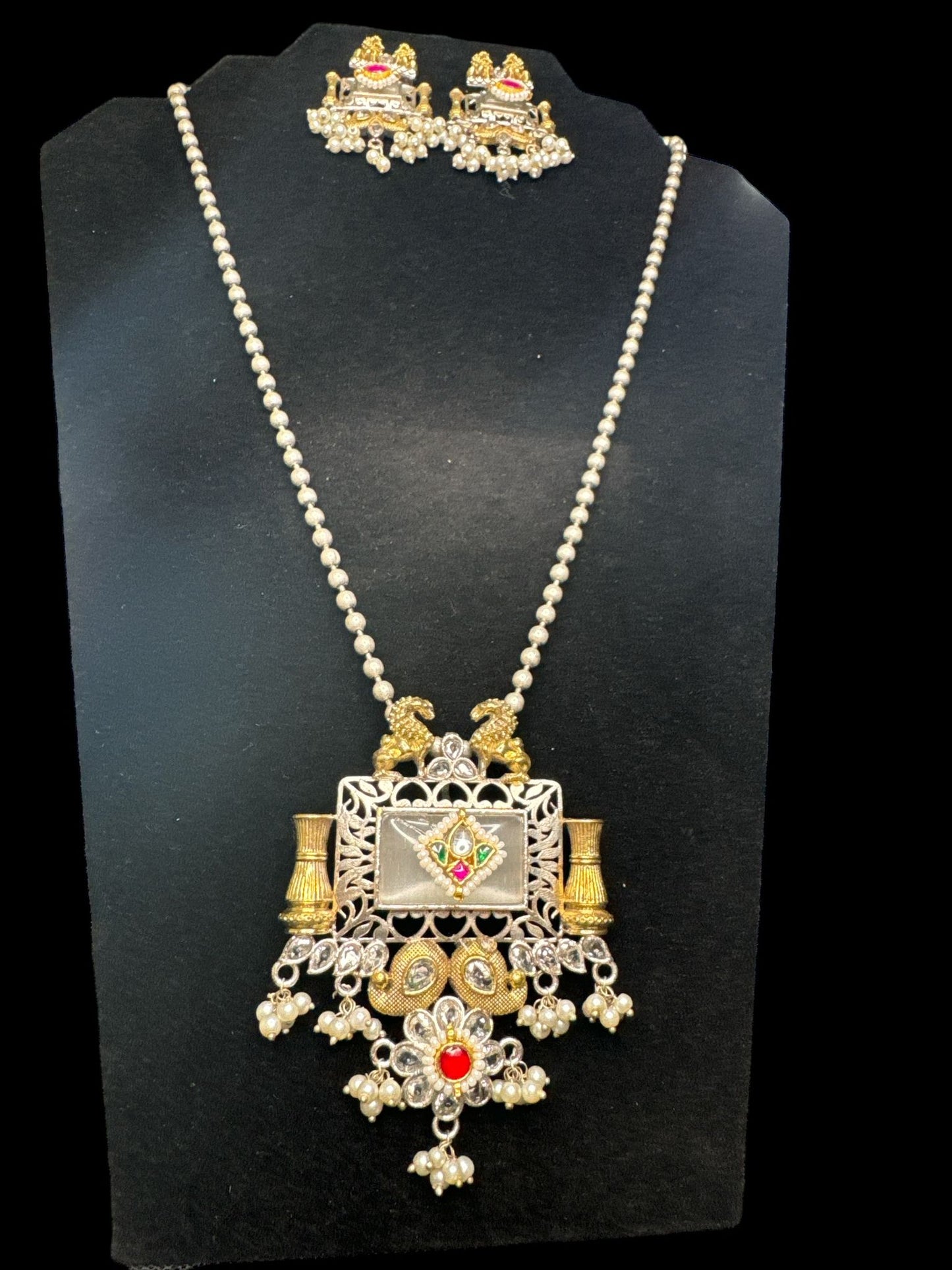 Majestic Twin Peacock Pendant Set