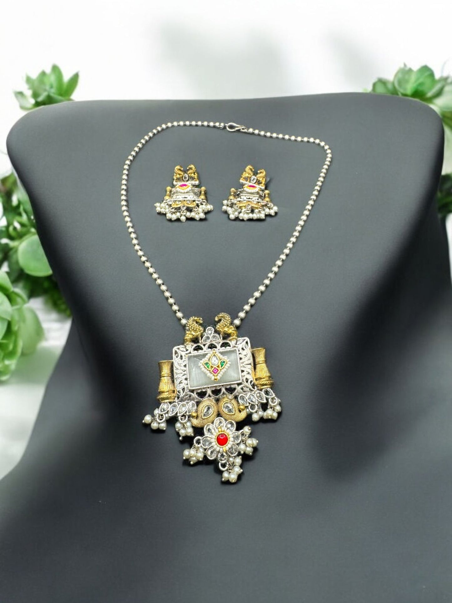 Majestic Twin Peacock Pendant Set