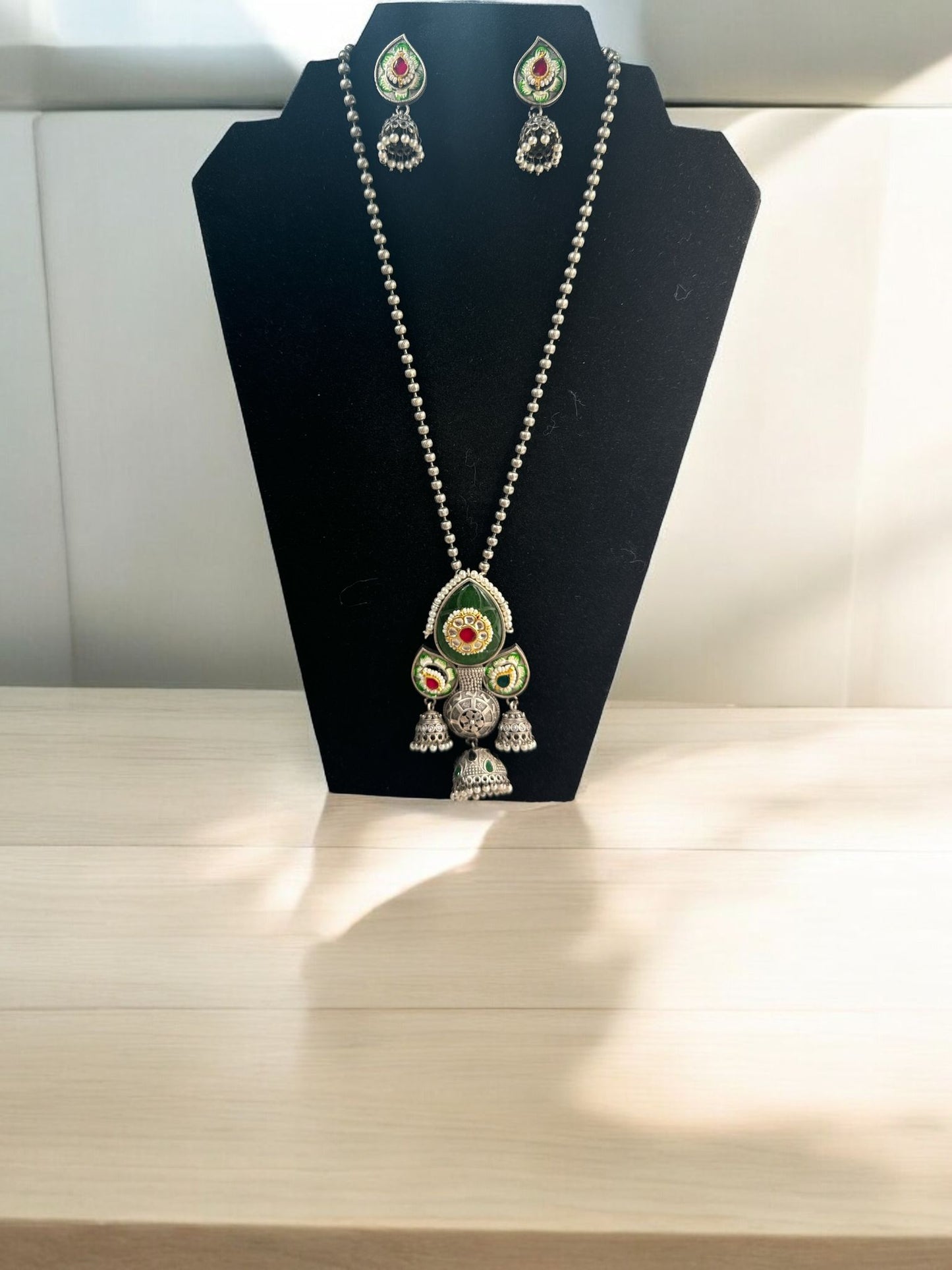 Vibrant Enamel Lotus Pendant Set