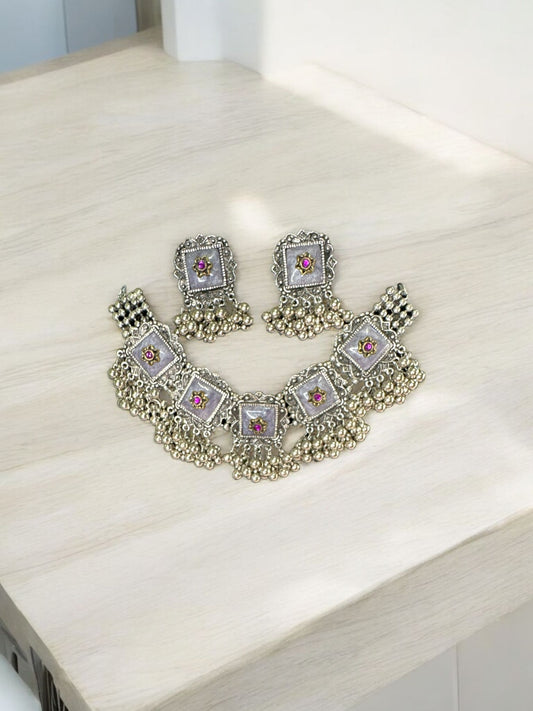 Vintage Square Enamel Choker Set