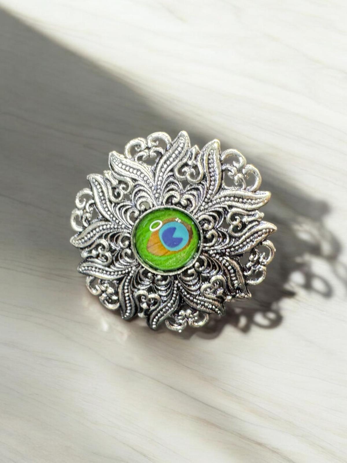 Peacock Elegance Statement Ring