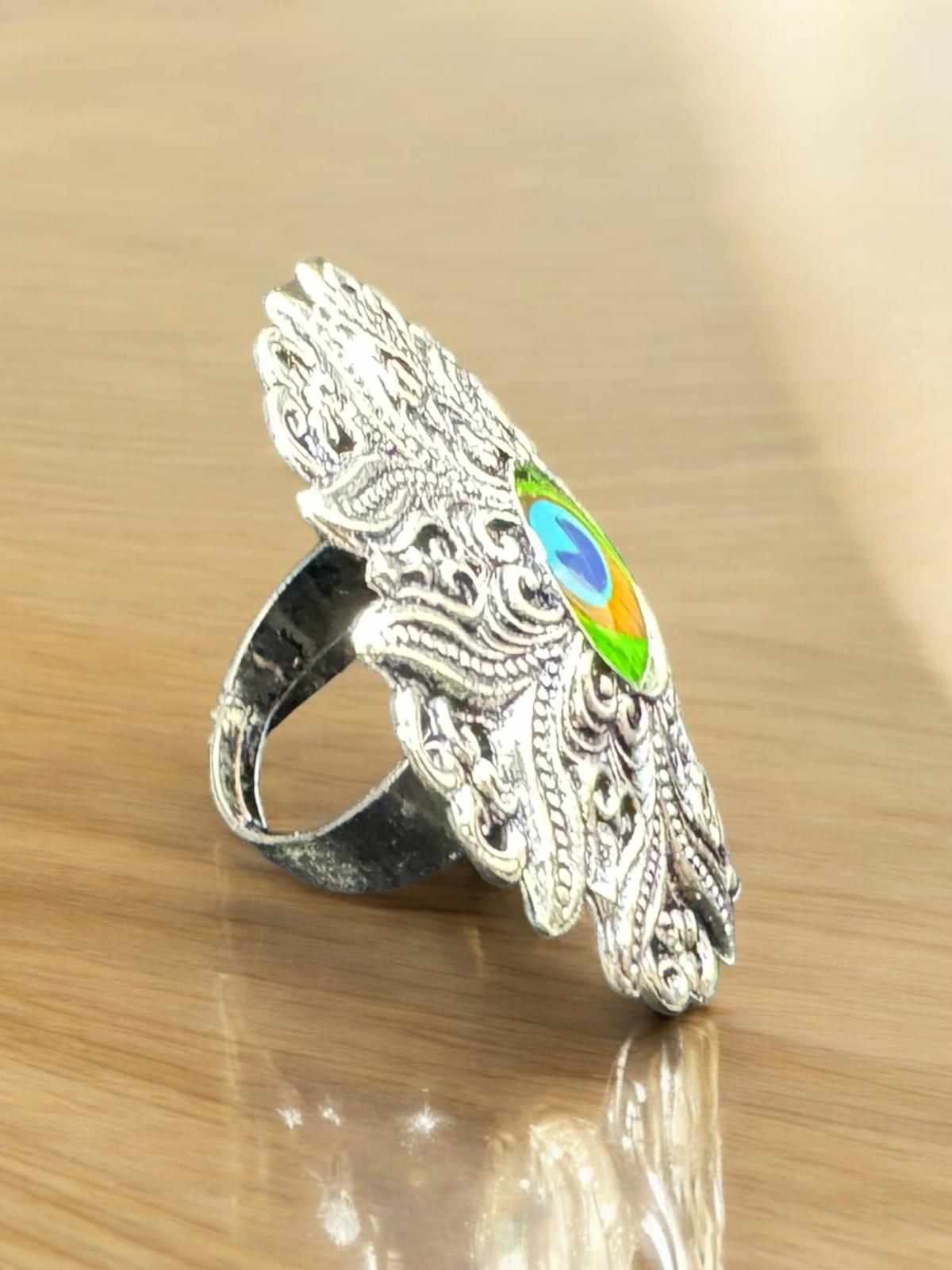 Peacock Elegance Statement Ring