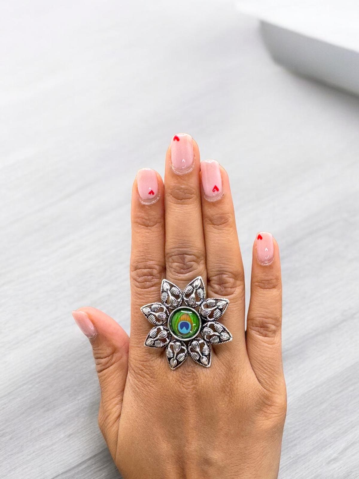 Peacock Glory Adjustable Ring