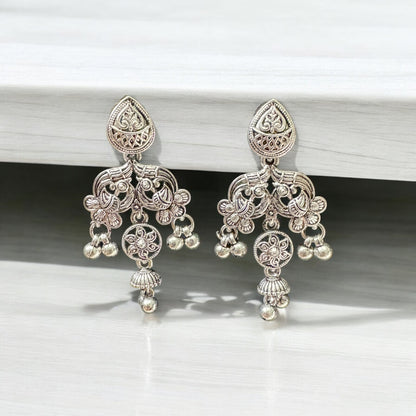 Floral Heritage Silver Chandbalis