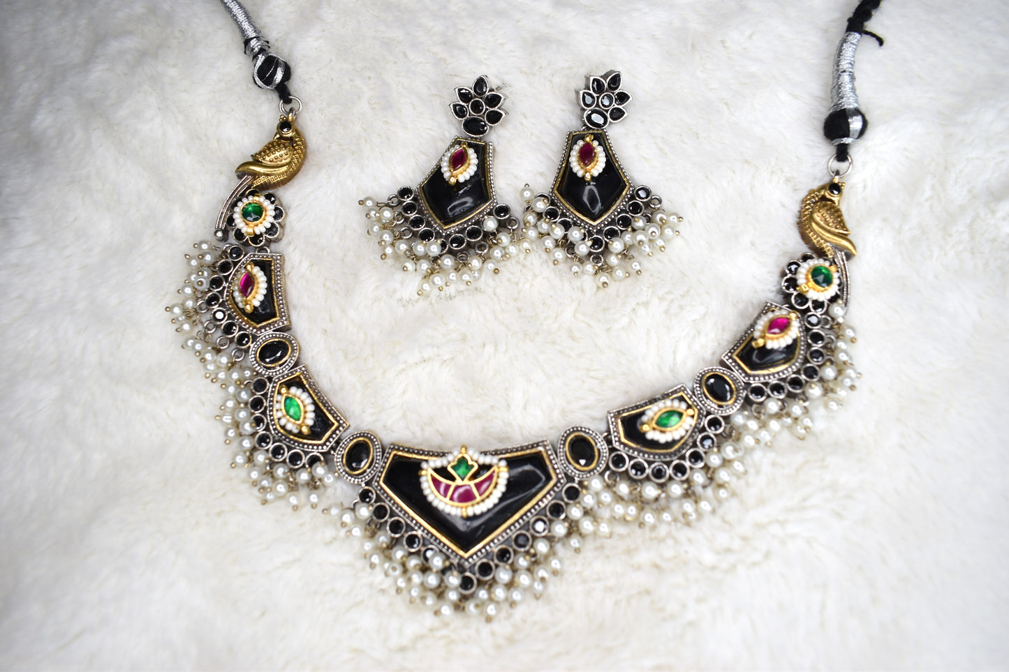 Celestial Blue Peacock Necklace Set