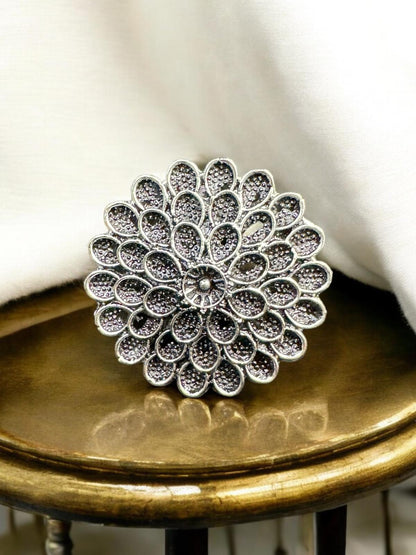 Midnight Bloom Statement Ring