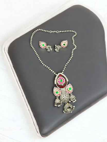 Vibrant Enamel Lotus Pendant Set