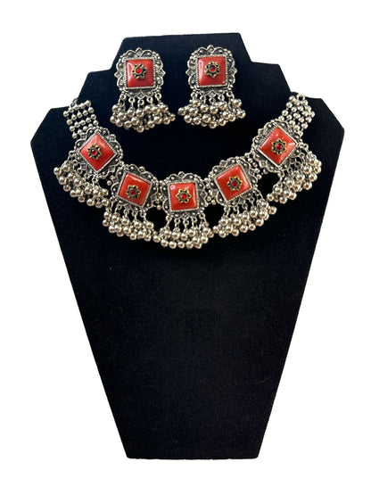 Vintage Square Enamel Choker Set
